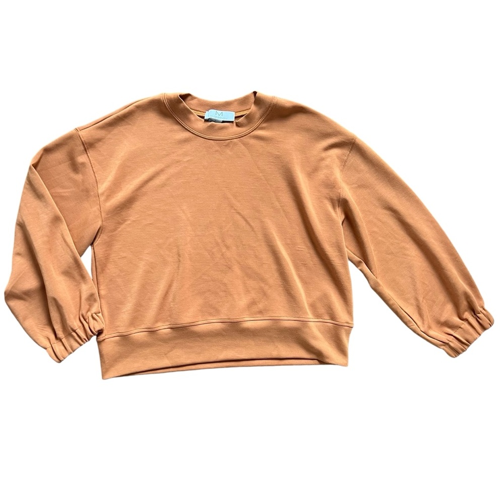 M by Magaschoni Super Soft Cinnamon Orange Balloon Sleeve Sweatshirt Women sz L